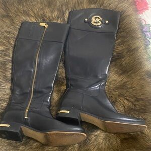 Michael Kors Black and Gold Heeled Boots